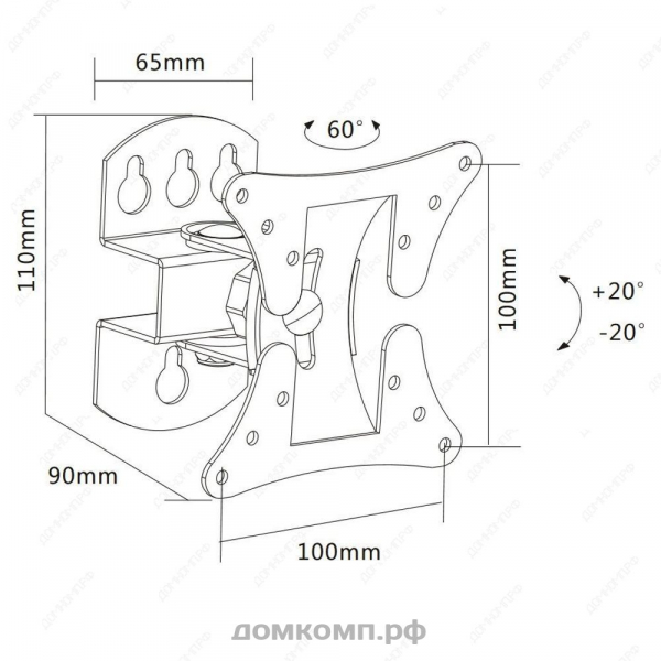 Кронштейн для ТВ Ultramounts UM 857 (VESA 50/75/100, поворот 30°, наклон 20°, до 30 кг) недорого. домкомп.рф